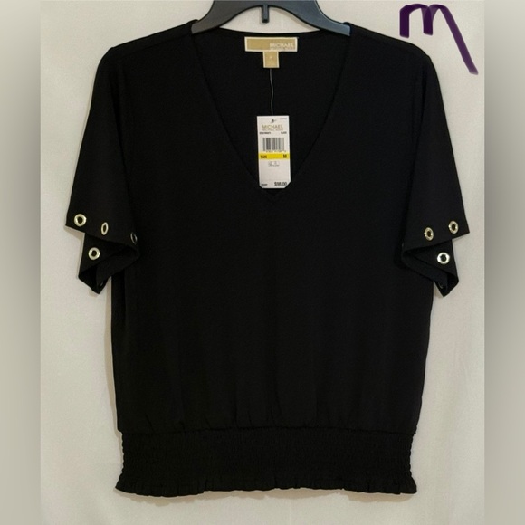Michael Kors Black Blouse with Grommet Sleeves - Picture 1 of 2